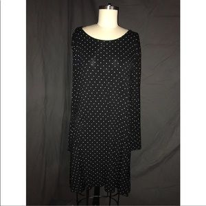Polka-Dot Long Sleeved Jersey Swing Dress